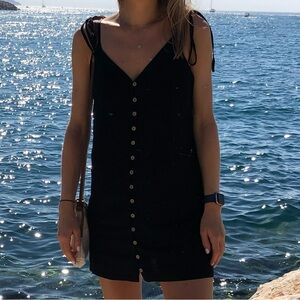 Black Mini Dress with Button Detail